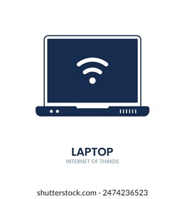 Laptop icon. aptop, computer, technology, business, digital, communication, notebook, modern, background, internet, screen, copy space, desktop, device, display. Vector icon illustration