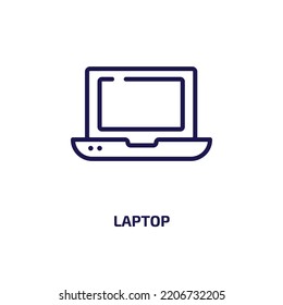 icono de portátil de inteligencia artificial y futura colección de tecnología. Portátil lineal delgado, ordenador, icono de contorno tecnológico aislado en fondo blanco. Signo de portátil vector de línea, símbolo para web 