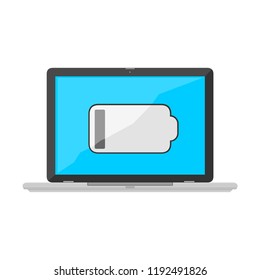 Laptop Icon Battery Low Empty Vector Illustration.