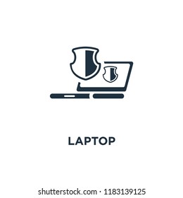 Laptop icon. Black filled vector illustration. Laptop symbol on white background. Can be used in web and mobile.