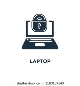 Laptop icon. Black filled vector illustration. Laptop symbol on white background. Can be used in web and mobile.