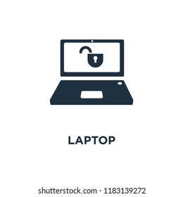 Laptop icon. Black filled vector illustration. Laptop symbol on white background. Can be used in web and mobile.