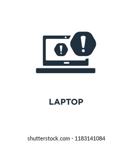 Laptop icon. Black filled vector illustration. Laptop symbol on white background. Can be used in web and mobile.