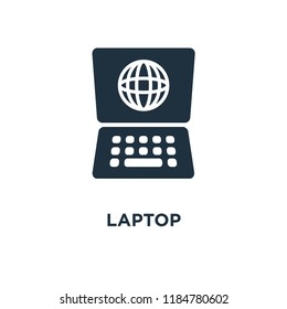 Laptop icon. Black filled vector illustration. Laptop symbol on white background. Can be used in web and mobile.