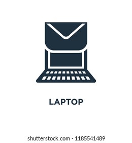 Laptop icon. Black filled vector illustration. Laptop symbol on white background. Can be used in web and mobile.