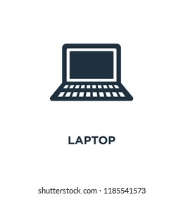 Laptop icon. Black filled vector illustration. Laptop symbol on white background. Can be used in web and mobile.