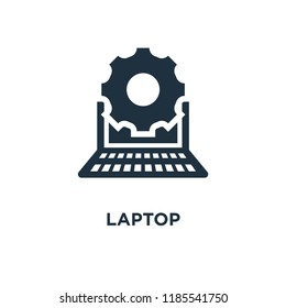 Laptop icon. Black filled vector illustration. Laptop symbol on white background. Can be used in web and mobile.