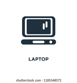 Laptop icon. Black filled vector illustration. Laptop symbol on white background. Can be used in web and mobile.