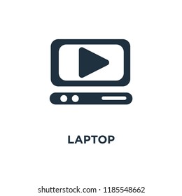 Laptop icon. Black filled vector illustration. Laptop symbol on white background. Can be used in web and mobile.