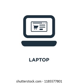 Laptop icon. Black filled vector illustration. Laptop symbol on white background. Can be used in web and mobile.