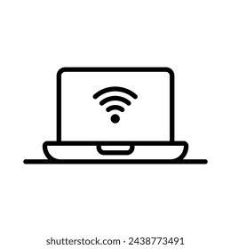 Icono de portátil. Icono de cuaderno negro en estilo plano. Símbolo de ordenador. Ilustración de vector