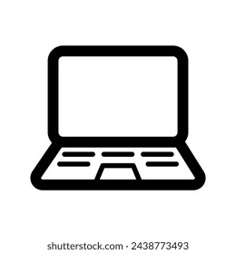 Laptop icon. Black notebook icon in flat style. Computer symbol. Vector illustration