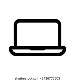 Laptop icon. Black notebook icon in flat style. Computer symbol. Vector illustration