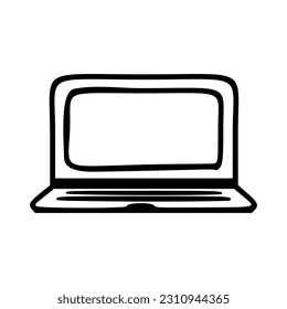 Laptop icon black outlines isolated vector illustration