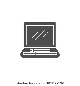 laptop icon with black solid style. blank screen notebook device vector illustration