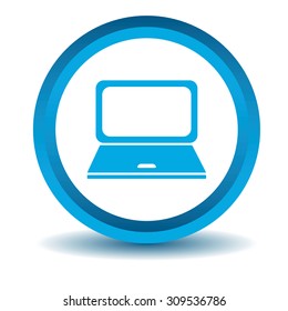 Laptop icon, blue, 3D, isolated on white