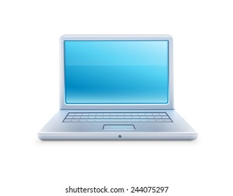 Laptop icon with blue empty screen. Eps10 vector illustration. Isolated on white background