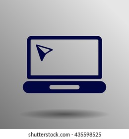 Laptop Icon blue on a gray background