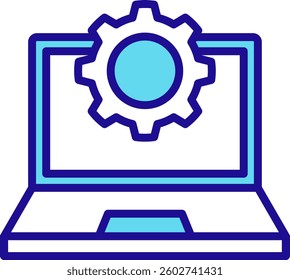 Laptop Icon Blue Vector Illustration