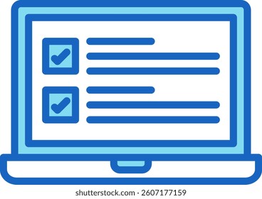Laptop Icon Blue Vector Illustration