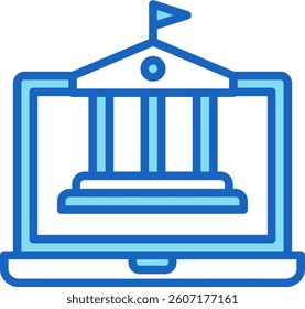 Laptop Icon Blue Vector Illustration