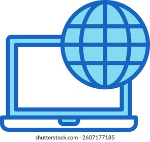 Laptop Icon Blue Vector Illustration