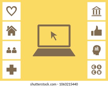 Laptop Icon With Bonus Icons. Eps-10.