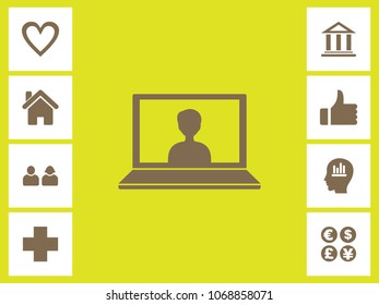 Laptop Icon With Bonus Icons. Eps-10.
