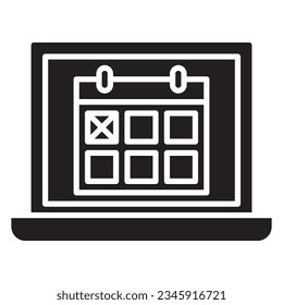 Laptop icon or calendar black style