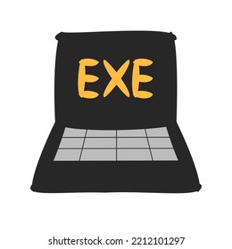 Laptop icon in cartoon flat style isolated on white background. Vector illustration