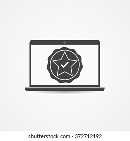Laptop icon. Certified vector icon. Flat design style.