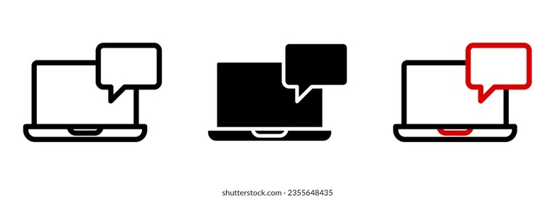 Laptop icon. Chatting sign for mobile concept and web design. vector illustration