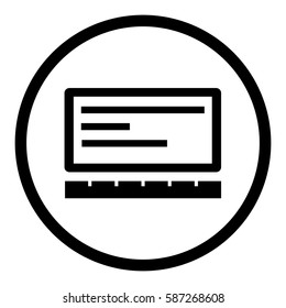 Laptop icon in circle on white background