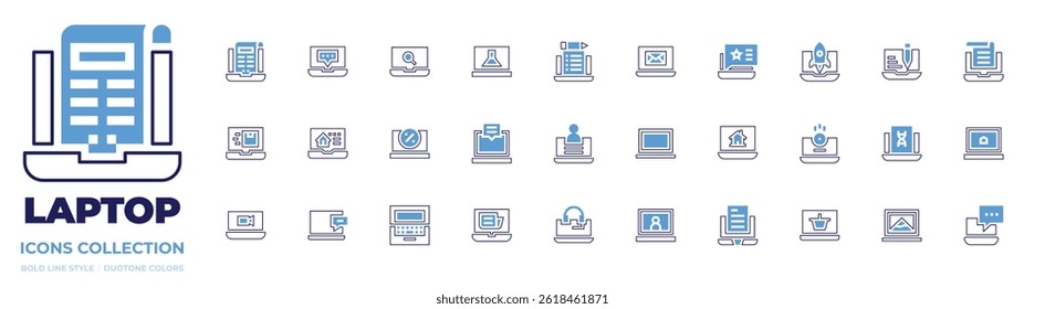 Laptop icon collection. Bold line style. Duotone colors. laptop.