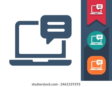 Laptop Icon. Computer, Chat Bubble, Speech Bubble, Instant Messaging, Message. Professional, pixel perfect vector icon.