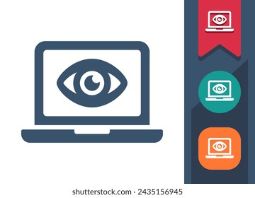 Laptop Icon. Computer, Eye, Spying, Views, Spy. Professional, pixel perfect vector icon.