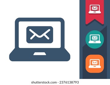 Laptop Icon. Computer, Mail, Email, E-mail, Envelope, Message. Professional, pixel perfect vector icon.