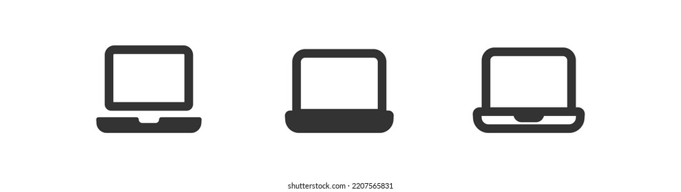 Icono de portátil. Ordenador, símbolo de la silueta del cuaderno. Pc de negocios, inicio de sesión de escritorio en estilo plano vectorial.
