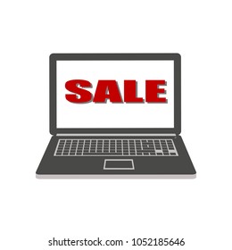 Laptop icon, Computer symbol, flat design, Vector illustration.