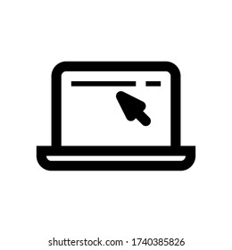 Laptop icon. Concept of cursor click on website. Vector illustration icon.