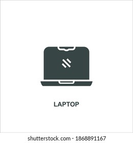 Laptop icon created with glyph style for web or sign black icon on white background.