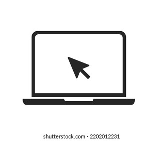 Laptop-Symbol mit einem Cursor in der Mitte. Vektorgrafik