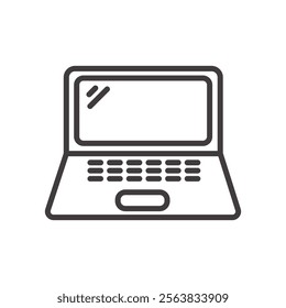 Laptop Icon Depicting a Portable Computer in Black and White