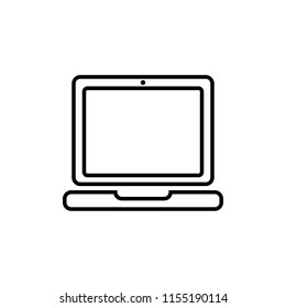 	
Laptop icon design. Black and white vector illustration tablet for web banner and mobile web. Notebook icon for landing page