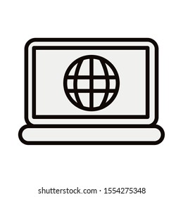 Laptop Icon Design, Digital Technology Communication Social Media Internet Web And Wireless Theme Vector Illustration