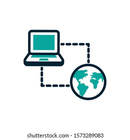 laptop icon design, Digital technology communication social media internet web and wireless theme Vector illustration