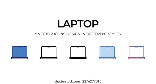 laptop Icon Design in Five style with Editable Stroke. Line, Solid, Flat Line, Duo Tone Color, and Color Gradient Line. Suitable for Web Page, Mobile App, UI, UX and GUI design.