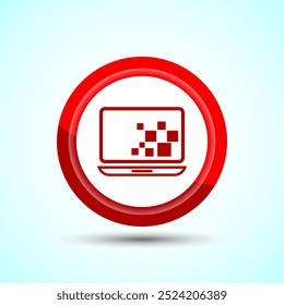 Notebook-Symbol-Design-Illustration, Computersymbol für Apps und Websites, Design von roten Farbtasten