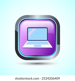 Ilustração de design de ícone de laptop, ícone de computador para aplicativos e sites, cor rosa quadrado botão Design