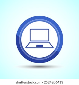 Ilustración del diseño del icono del ordenador portátil, icono del ordenador para los App y los Sitios web, diseño azul del Botón del color